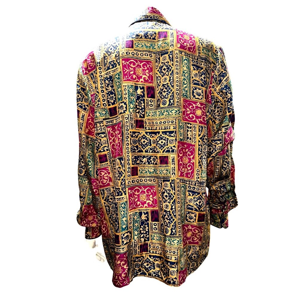 Anna And Frank Medium Vintage Multicolor All Silk Button Down Long Sleeve Shirt - Picture 6 of 11